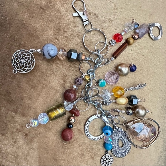 Chunky Beaded Tassel Handbag Purse Accessory Dangle Charm Key Chain Handmade - Picture 13 of 16